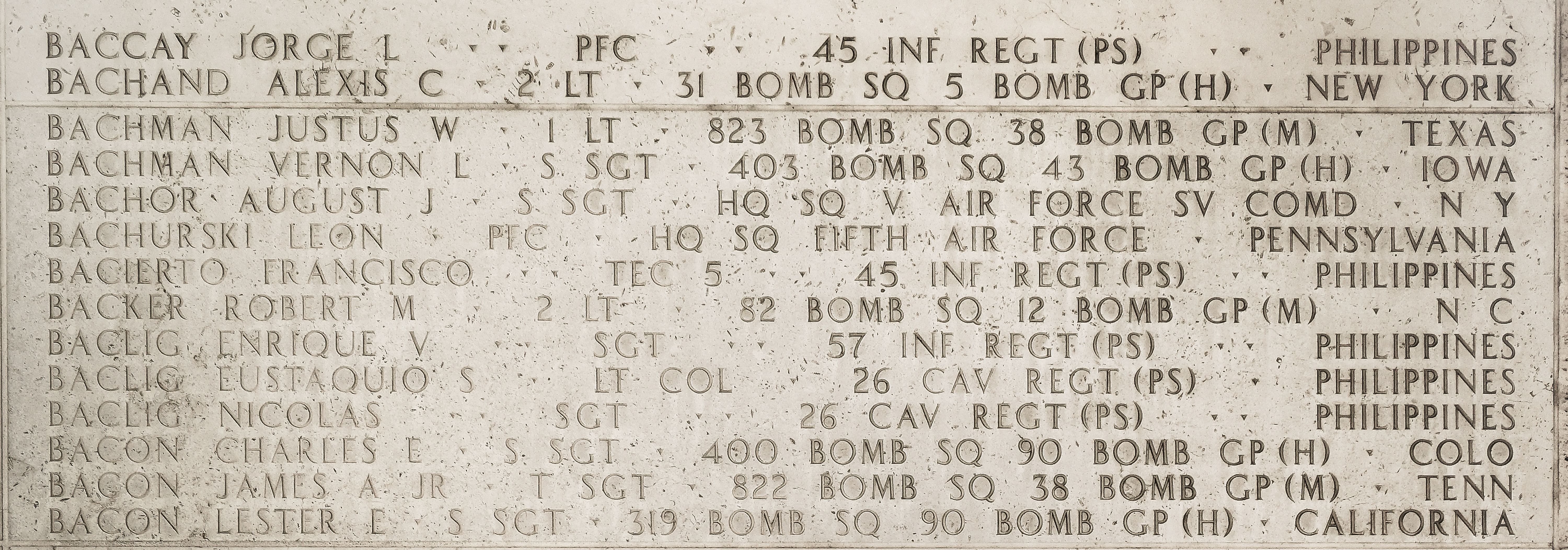 Lester E. Bacon, Staff Sergeant